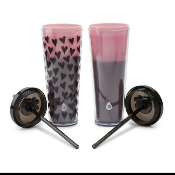 TAL 2-pack Color Changing Axel‎ Tumblers 24 oz Valentines Tumblers Black Hearts - Picture 4 of 10